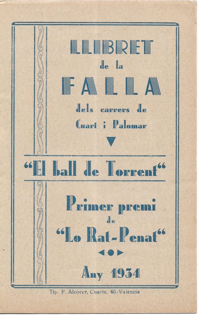 Llibret falla Quart - Palomar