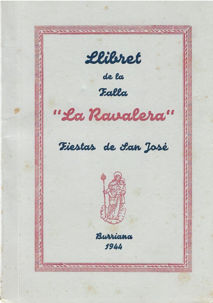 Llibret falla La Ravalera (Burriana)